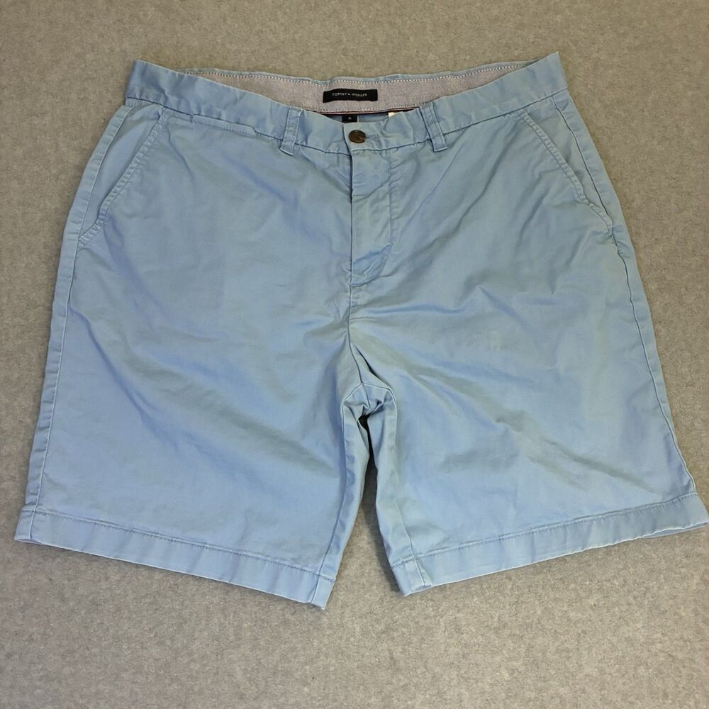 Tommy Hilfiger Men’s Chino Shorts Blue Flat Front Casual Golf Size 36